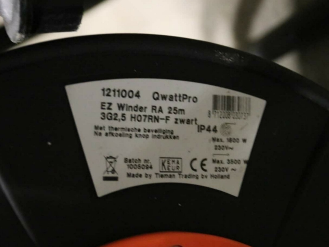 Gezekerde Kabelhaspel 3G2.5 25M Neopr Qwatt pro - Afbeelding 2